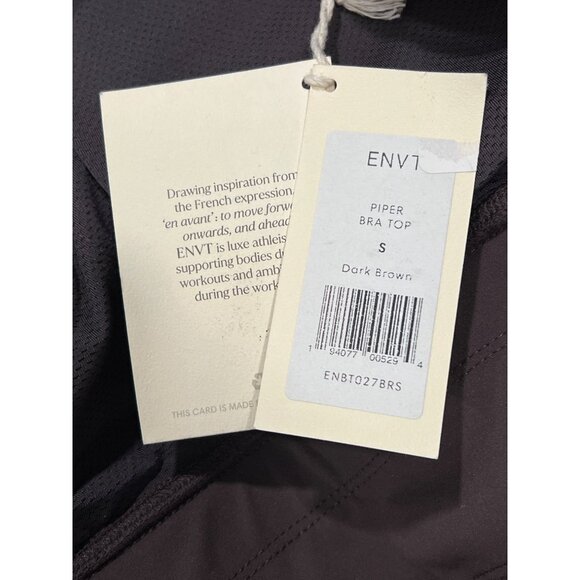 ENVT Piper Dark Brown Sports Bra Top High Neck Racerback Nylon/Spandex Blend S - Picture 6 of 7